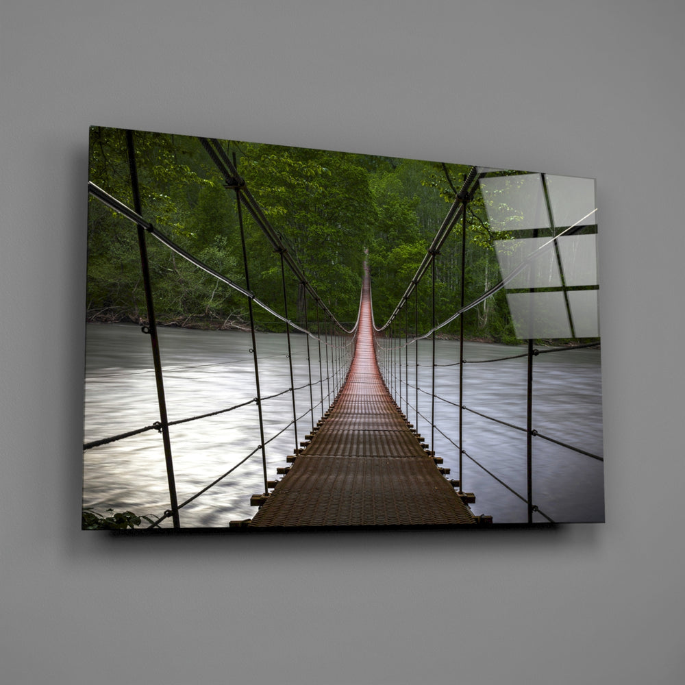 Forest rope bridge panel bringing explorer mood to a contemporary living space