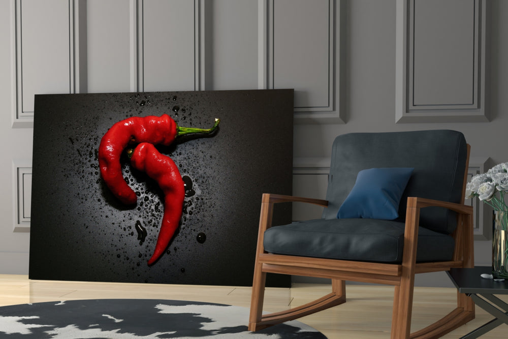 Red Pepper glass print enhancing a breakfast nook with culinary mood