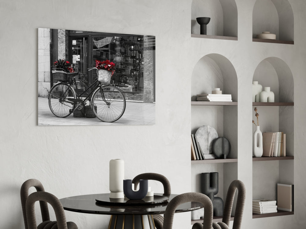 Bicycle panel adding travel character to a hallway