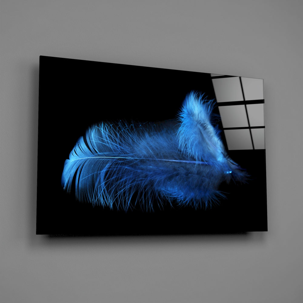 Blue down feather panel bringing serene cool to a contemporary living space