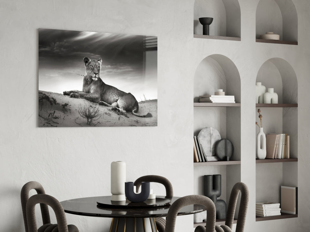 Lioness panel adding power-animal mood to a study