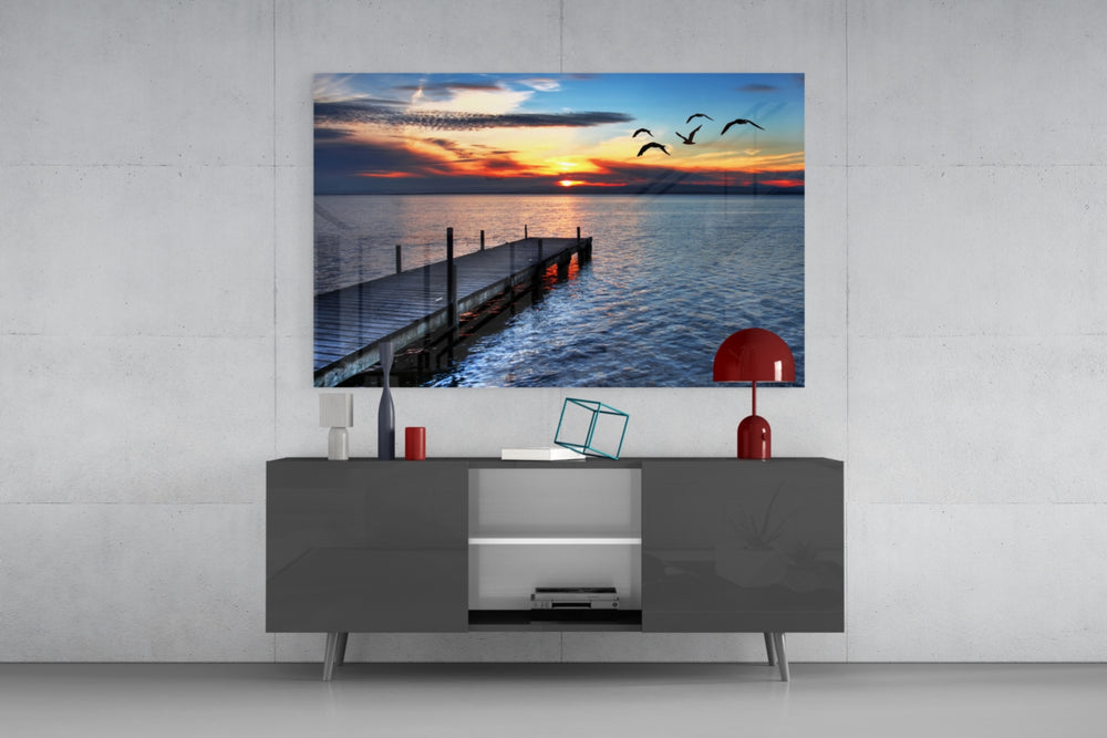 Dock panel catching warm light to reveal its blazing horizon