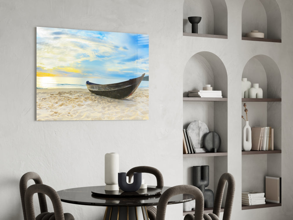 Beach panel adding retreat warmth to a living room
