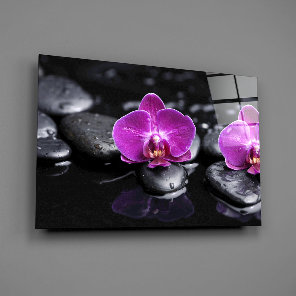 Magenta orchid panel bringing spa calm to a contemporary living space