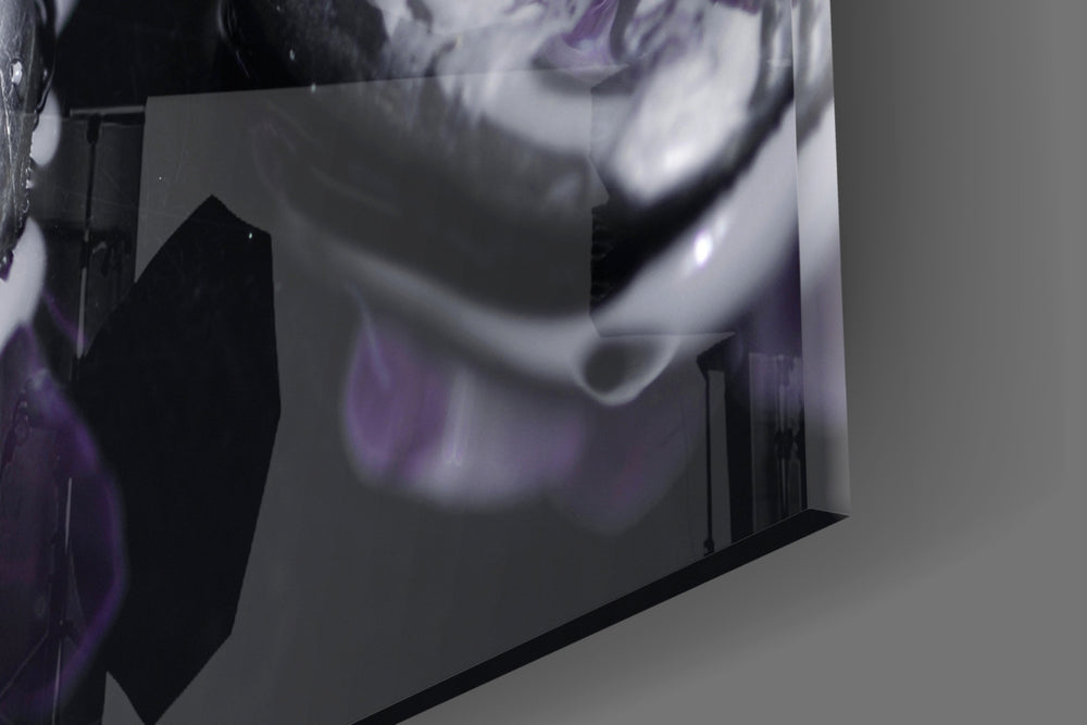 Orchid artwork anchoring a hallway with wellness palette