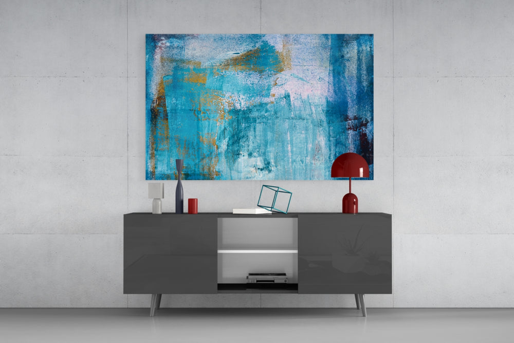 Blue panel catching soft light to reveal its gold flecks