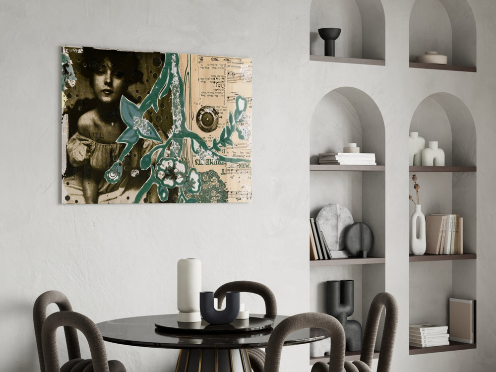 Abstract panel adding gentle mood to a reading nook