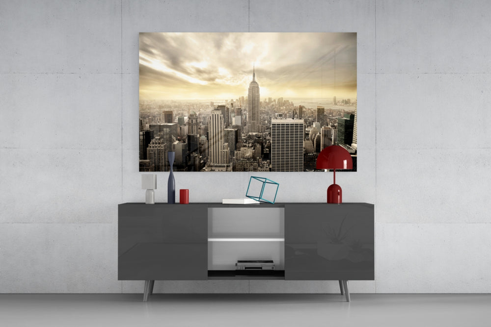 New York panel catching warm light to reveal its sepia sky