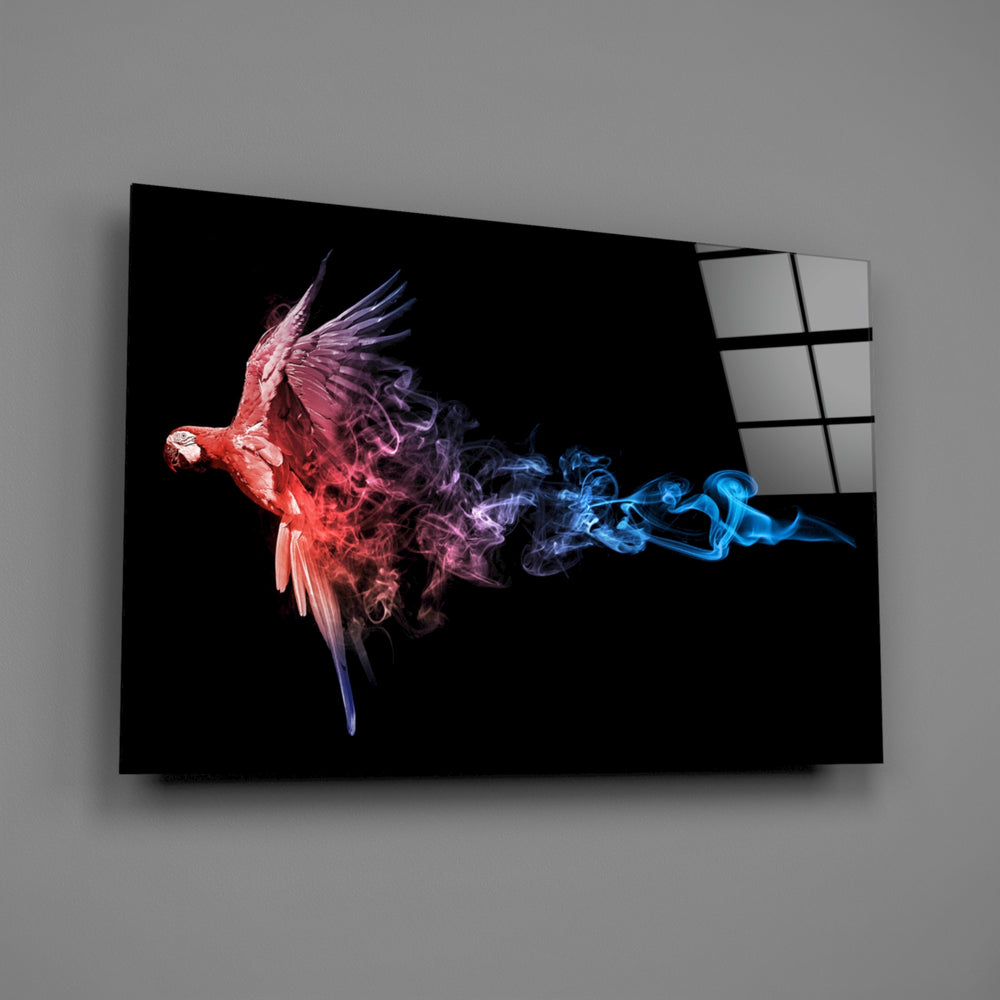 Smoke parrot panel bringing conceptual drama to a contemporary living space