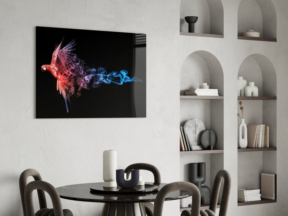 Parrot panel adding after-dark mood to a lounge