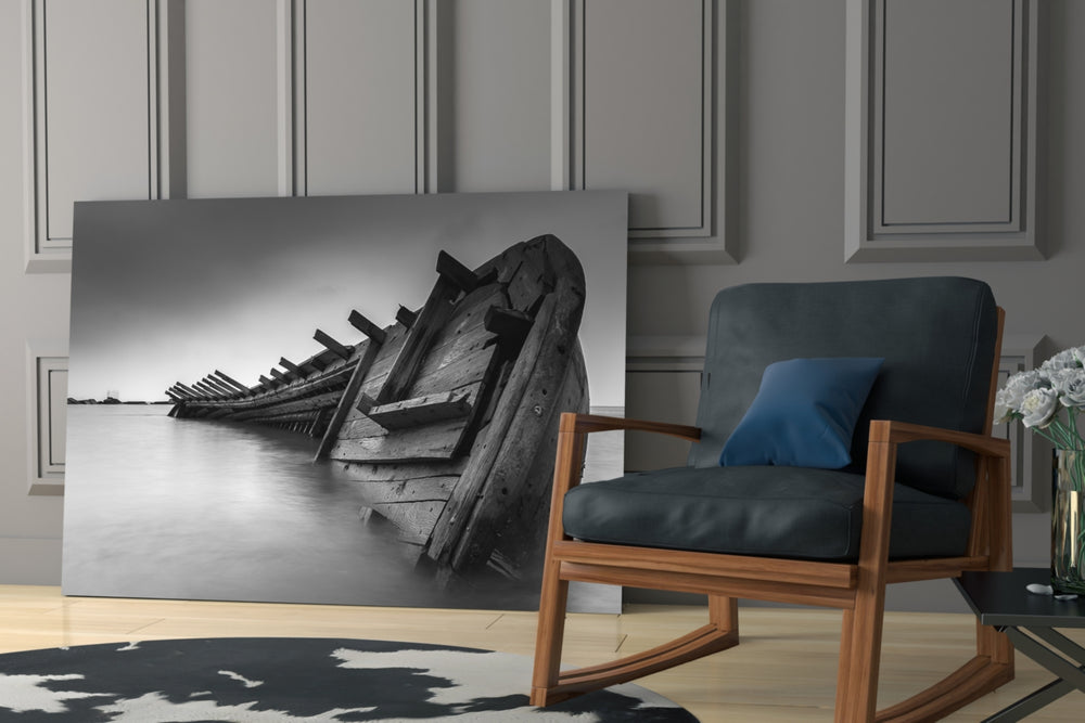 Shipwreck glass print enhancing a hallway with literary tone