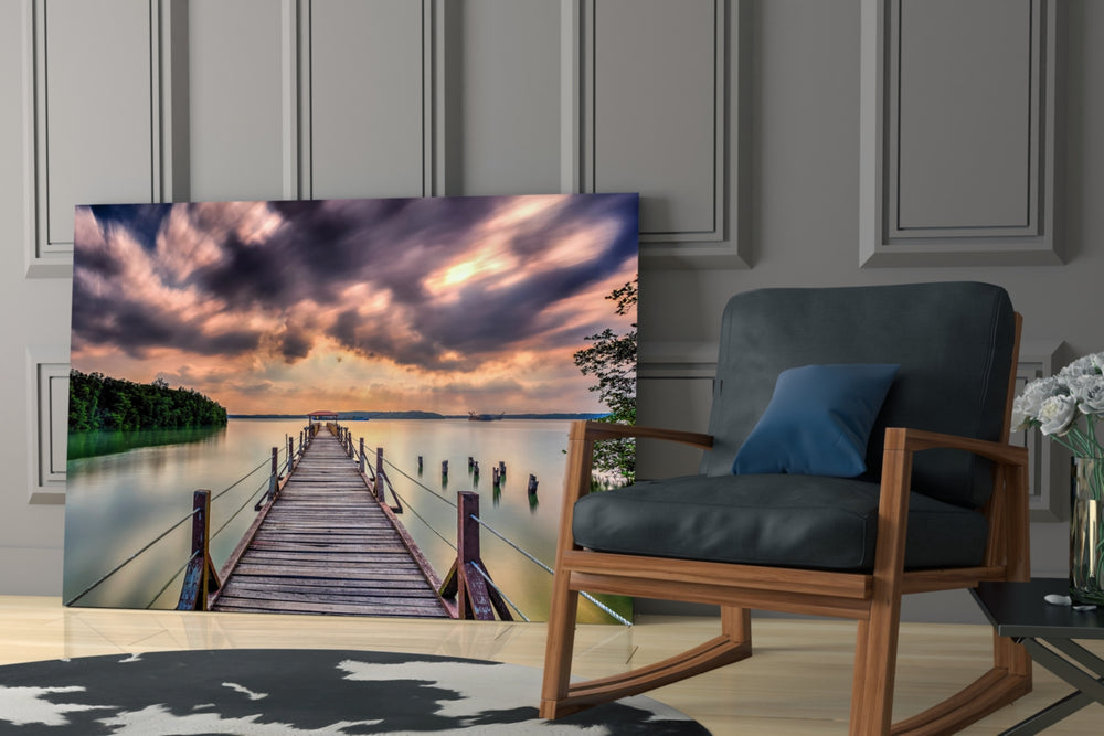 Dock glass print enhancing a hallway with sweeping perspective