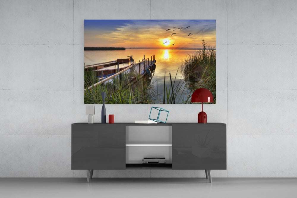 Sunset panel catching warm light to reveal its rippled water