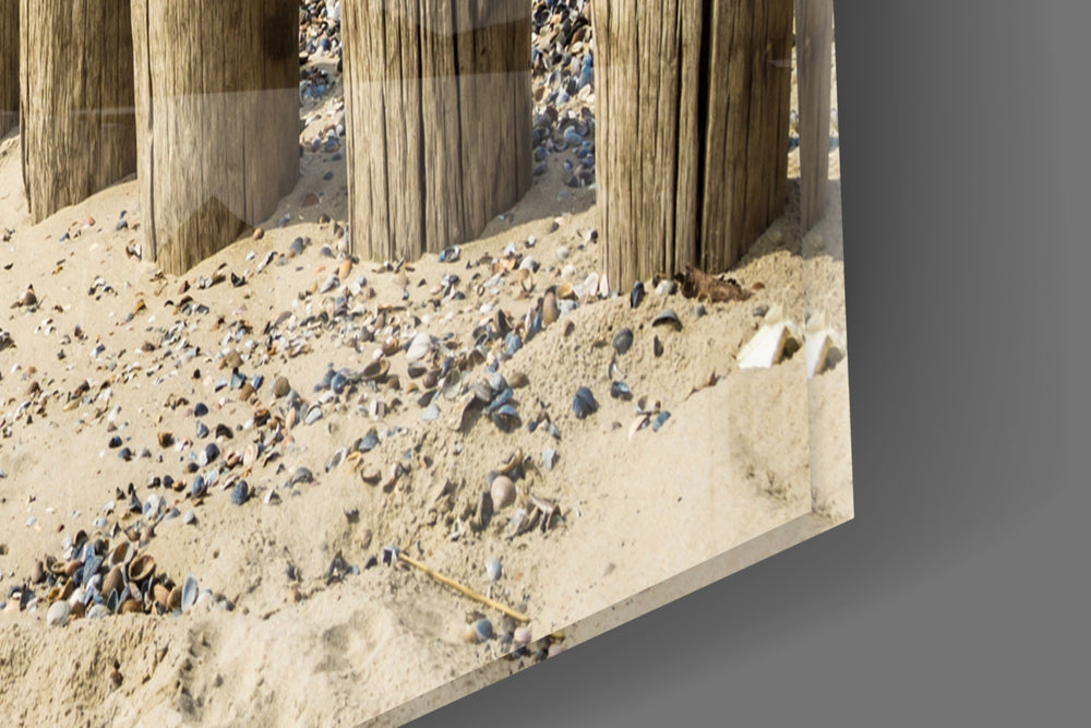 Beach artwork anchoring a study with coastal palette