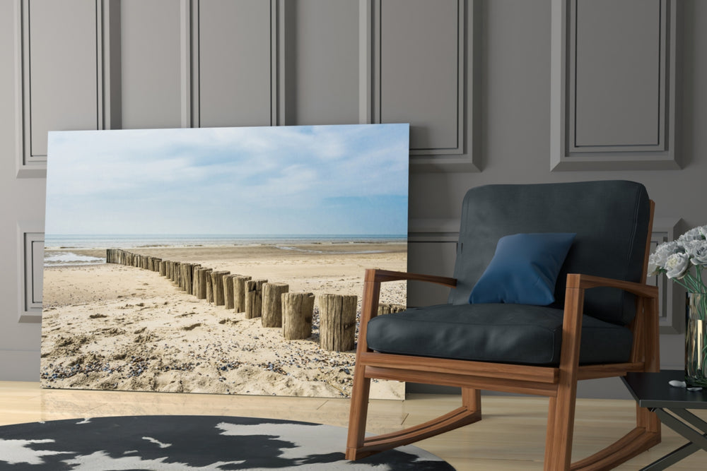 Beach glass print enhancing a hallway with breezy calm