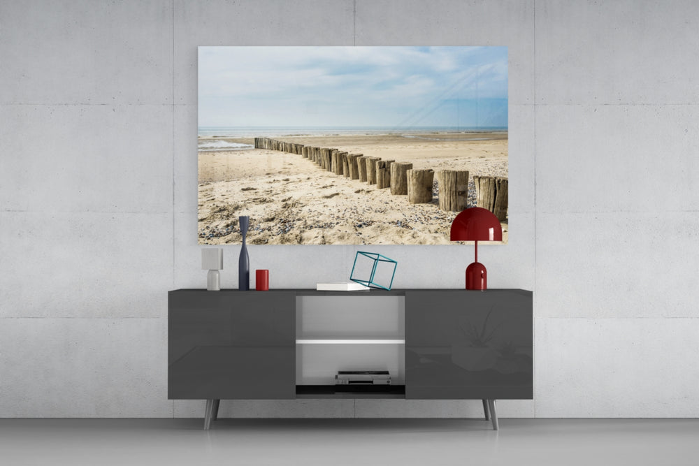Beach panel catching soft light to reveal its driftwood grain