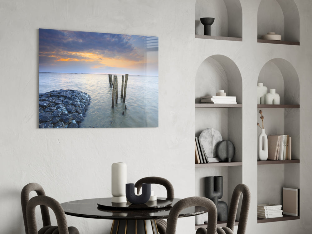 Sunset panel adding pastel calm to a living room