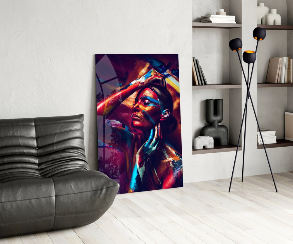 Female Portrait 3 panel adding artistic palette to a lounge