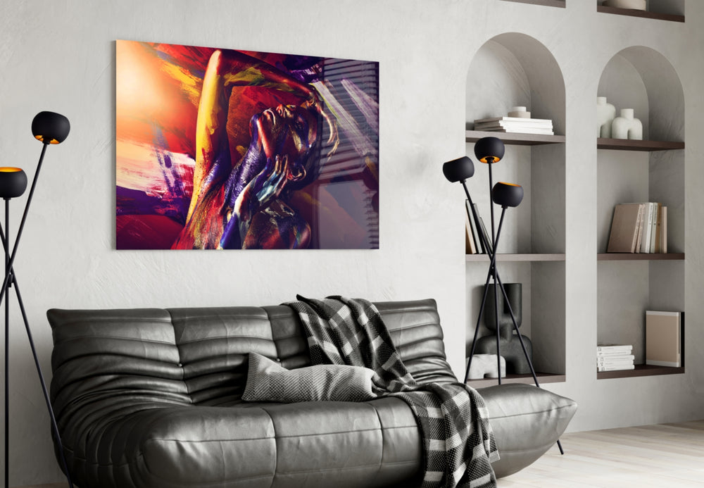 Woman Portrait 4 glass wall art styled in a creative studio