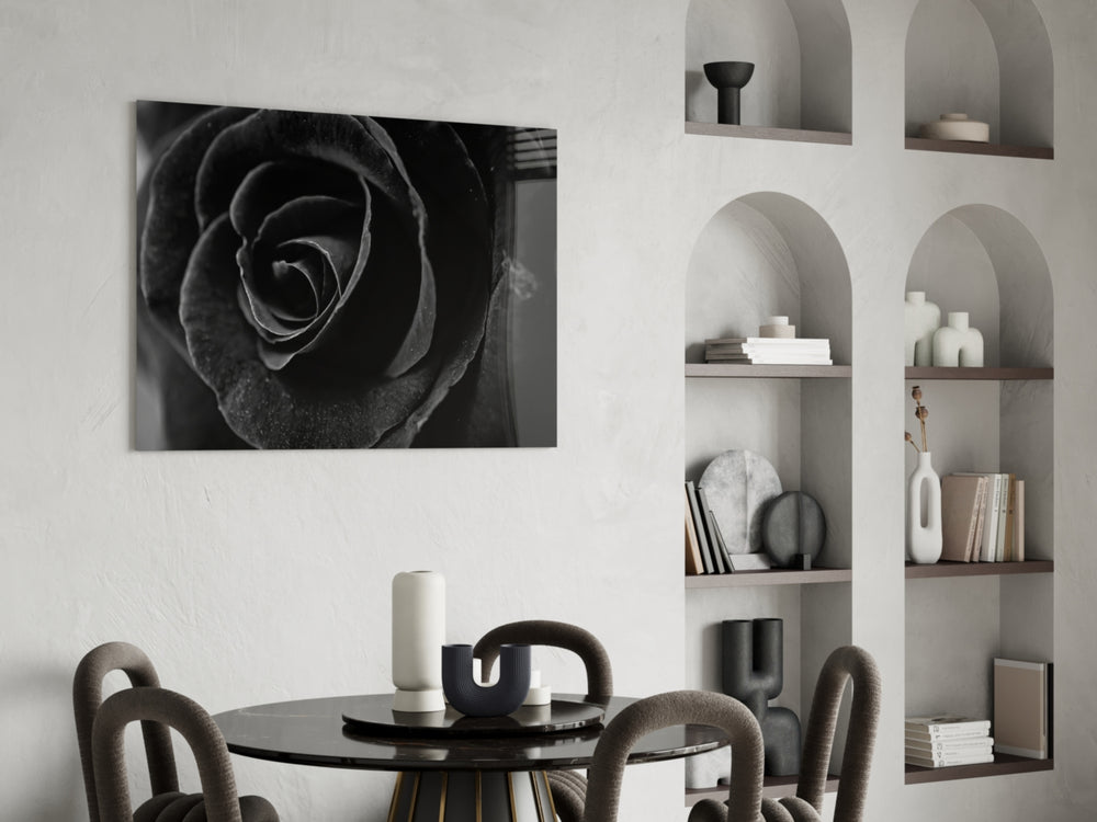 Black Rose panel adding gothic-luxe grace to a dressing area