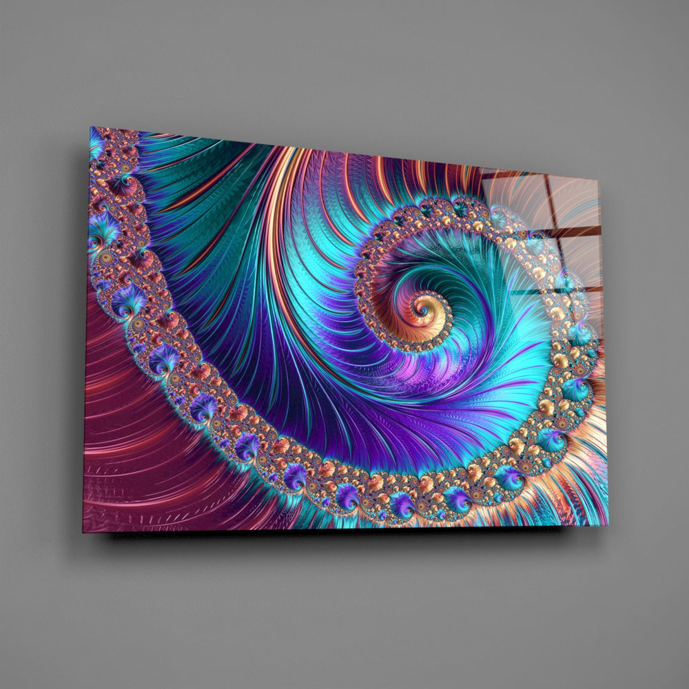 Fractal spiral panel bringing peacock richness to a contemporary living space