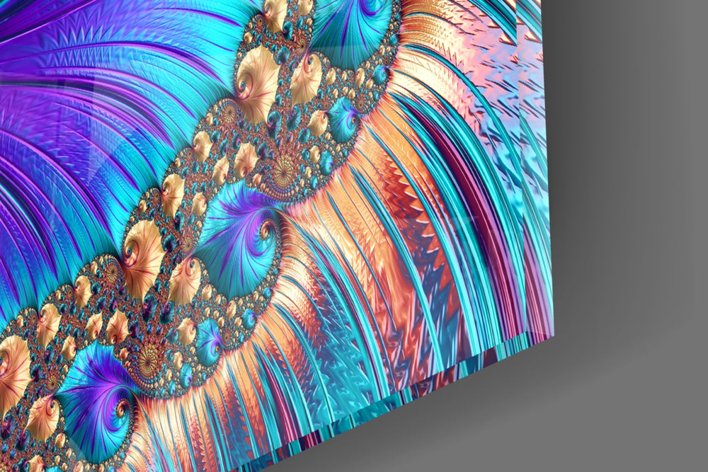 Abstract artwork anchoring a hallway with jewel-tone palette