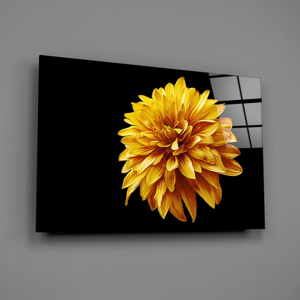 Yellow chrysanthemum panel bringing sunny warmth to a contemporary living space