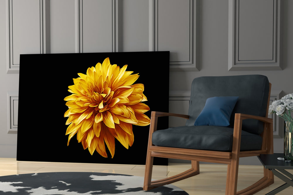 Yellow Flower glass print enhancing a hallway with cheerful charge