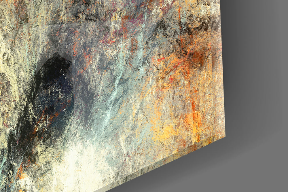Abstract artwork anchoring a hallway with painterly palette