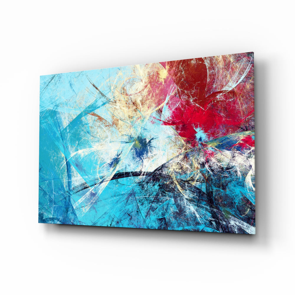 Abstract 4 glass wall art displayed above a console in a designer interior