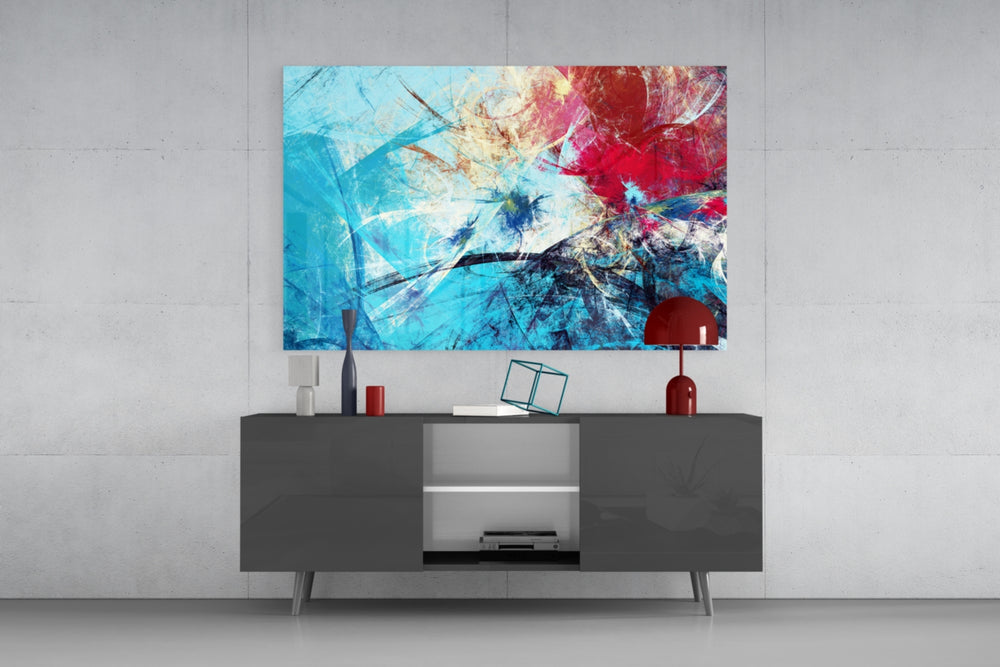 Abstract 4 panel catching warm light to reveal its kinetic strokes