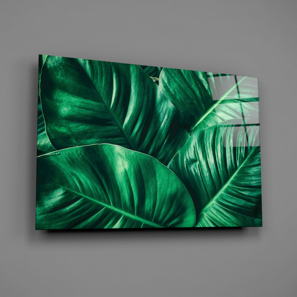 Tropical leaf cluster panel bringing jungle calm to a contemporary living space
