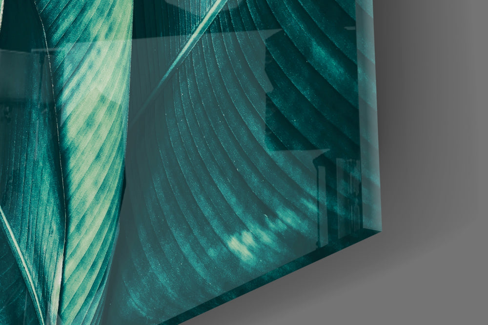 Green Tropical Leaf 2 artwork anchoring a hallway with biophilic palette