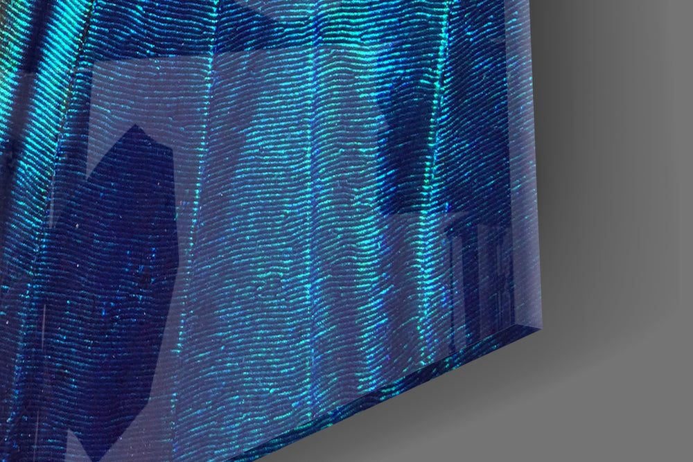 Butterfly Wing artwork anchoring a hallway with jewel-tone palette