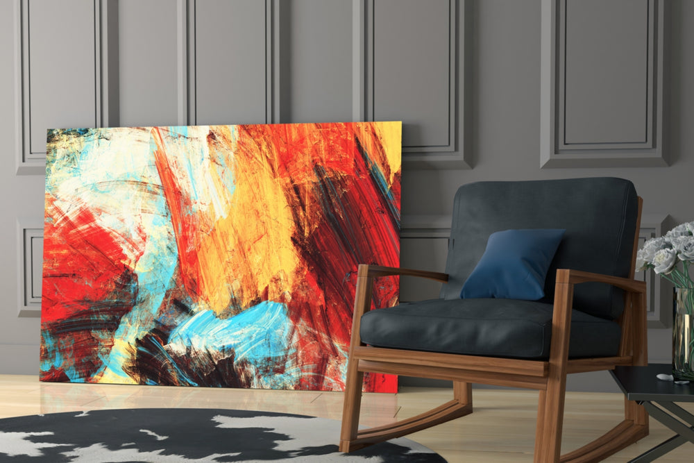Abstract 3 glass print enhancing a lounge with after-dark warmth
