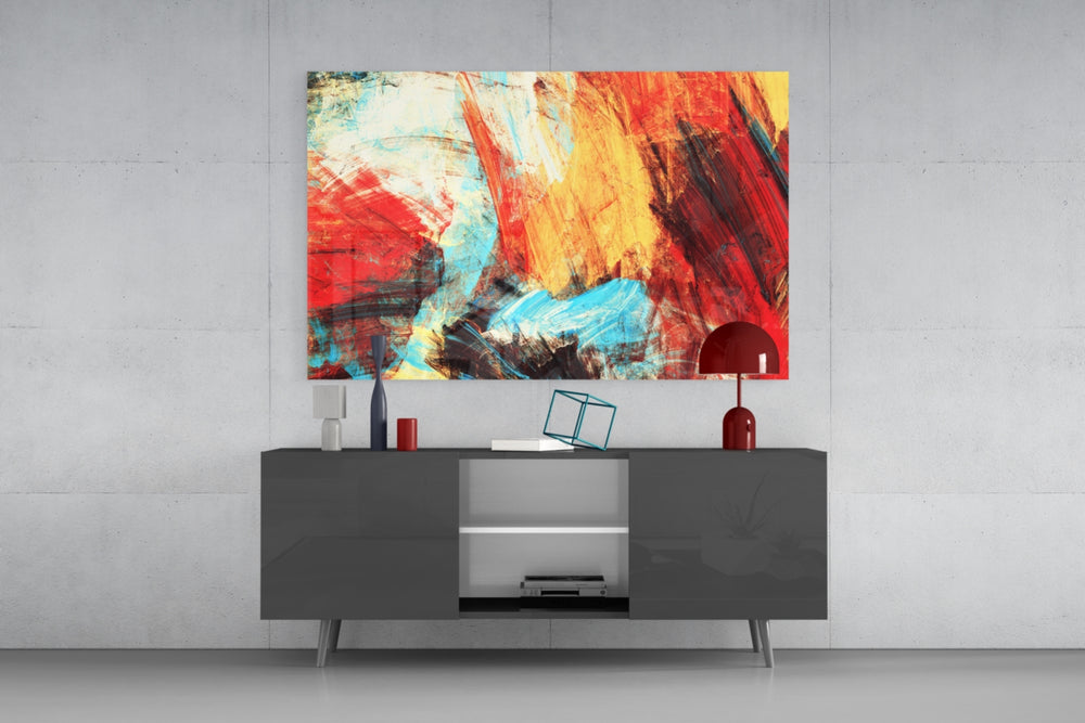 Abstract 3 panel catching warm light to reveal its sculpted strokes