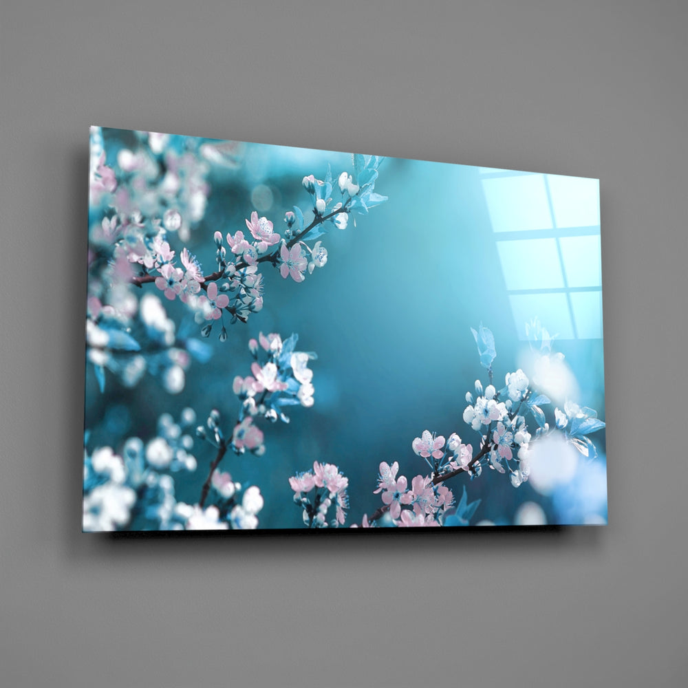 Pink blossom panel bringing dreamy spring to a contemporary living space