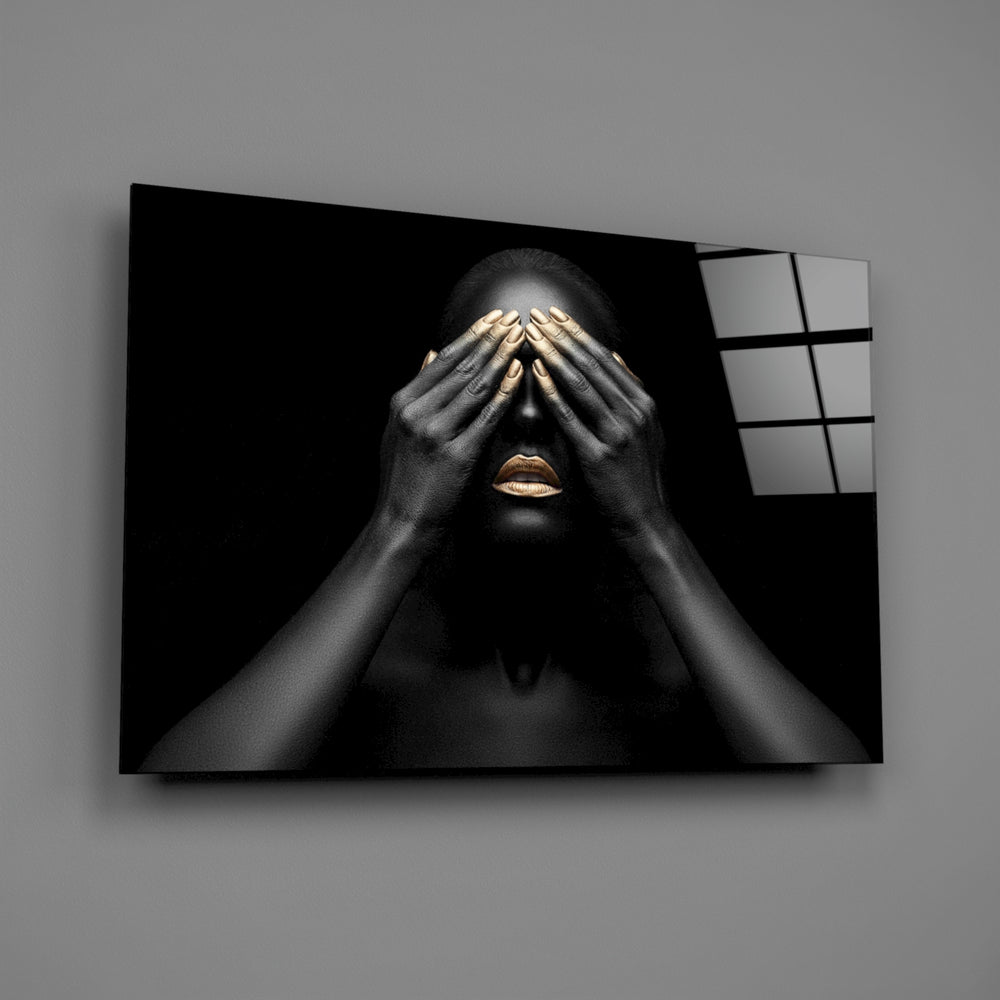 See-no-evil gold portrait bringing conceptual drama to a contemporary living space