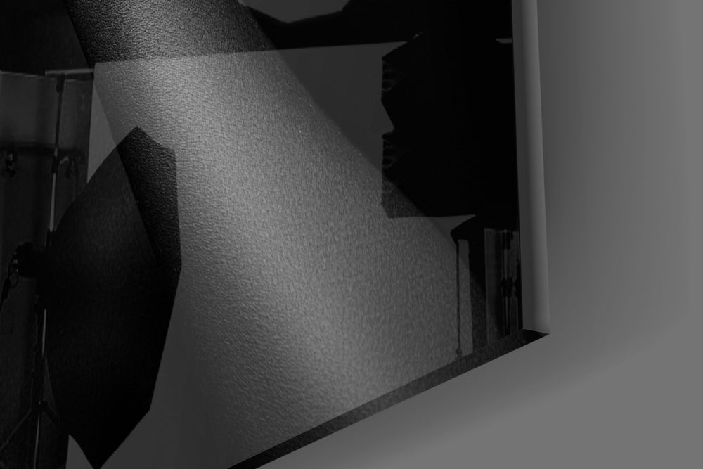 Woman artwork anchoring a hallway with conceptual gesture
