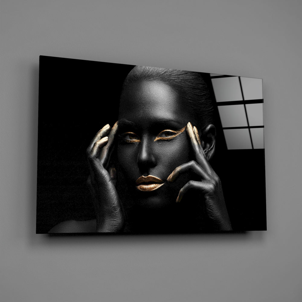 Gold-lipped portrait bringing editorial luxe to a contemporary living space
