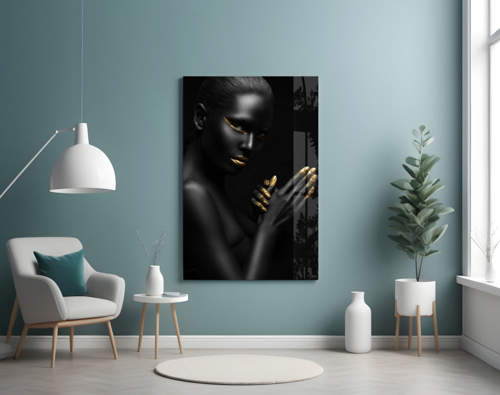 Woman panel catching warm light to reveal its gold shine
