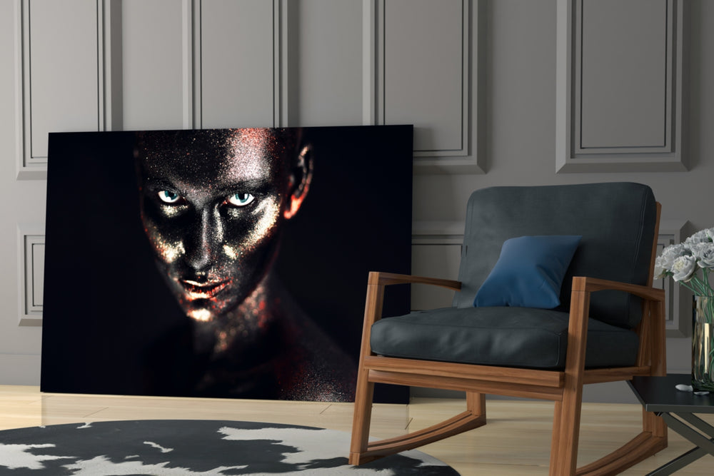 Woman glass print enhancing a dressing area with avant-garde grace