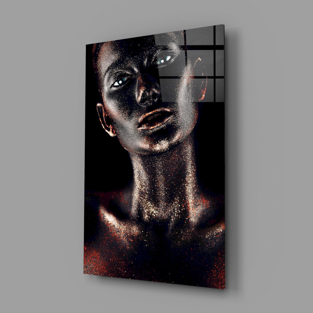Copper-dusted portrait bringing warm shadow to a contemporary living space