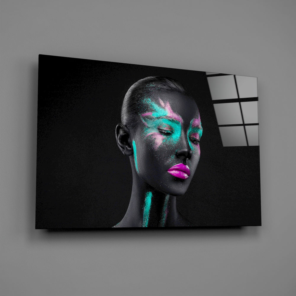 Turquoise-and-magenta portrait bringing editorial mood to a contemporary living space