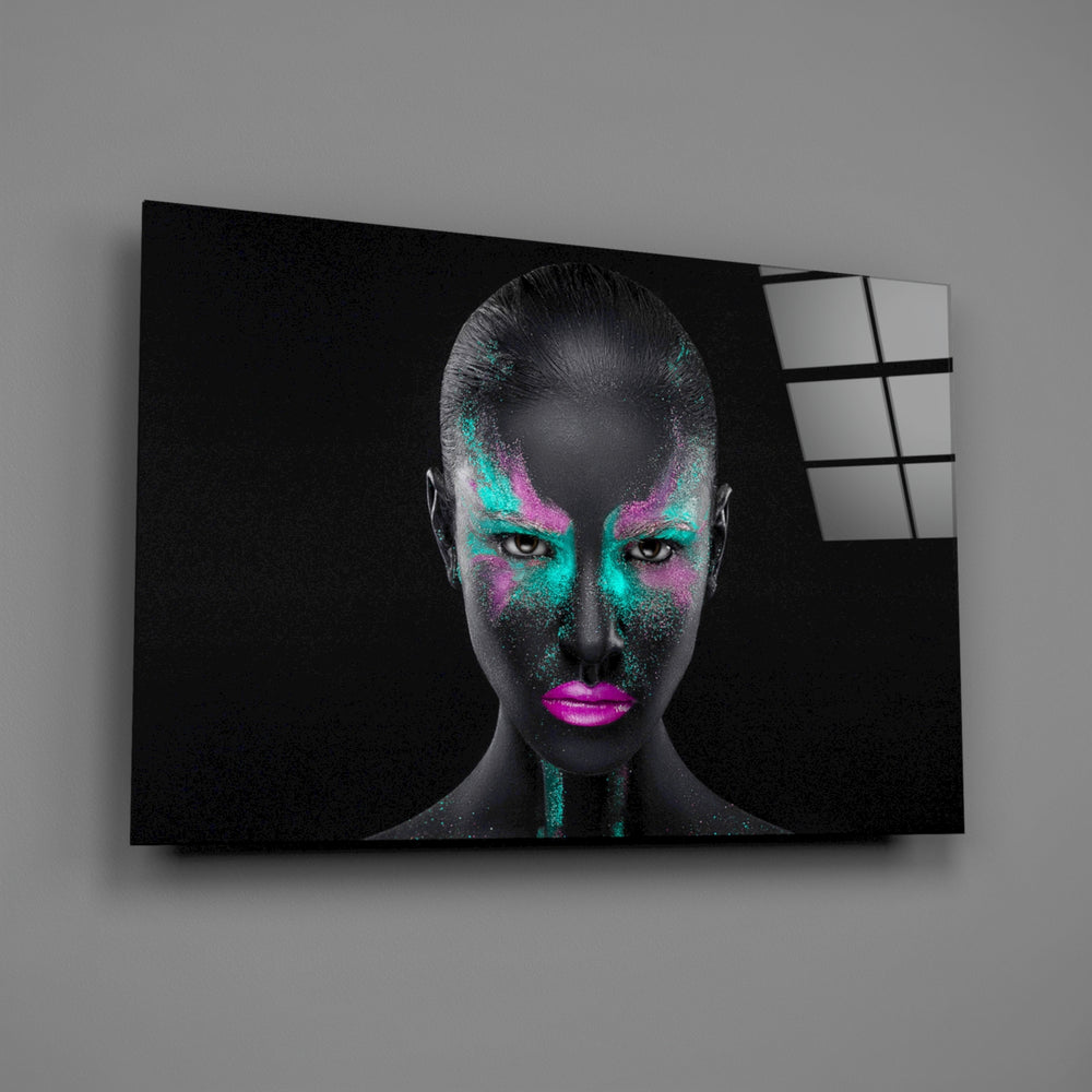 War-paint pigment portrait bringing confrontational drama to a contemporary living space