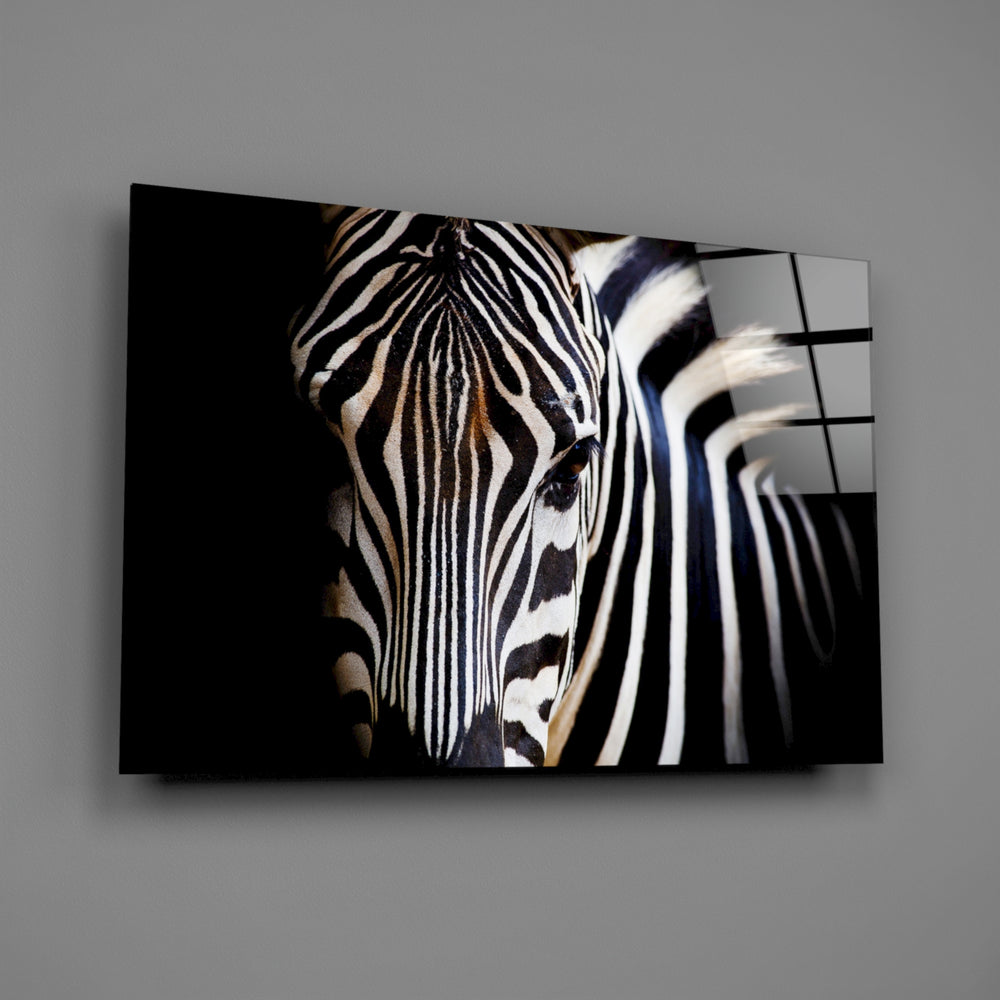Zebra stripe portrait bringing graphic rhythm to a contemporary living space