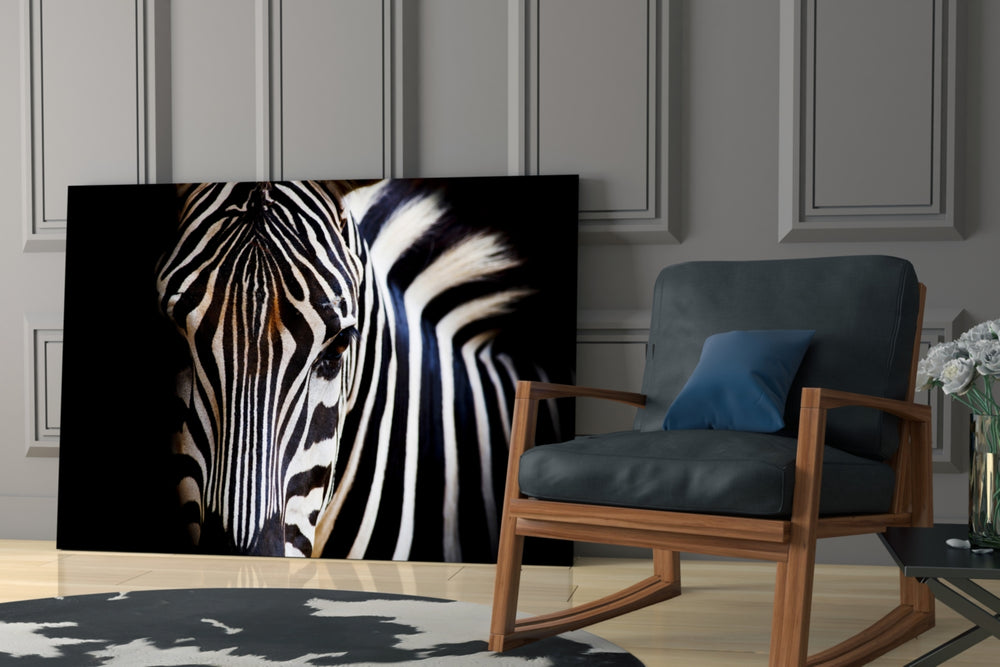 Zebra glass print enhancing a hallway with sentinel gaze