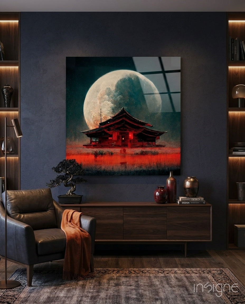 Monkeys' Home Glass Wall Art || Designer Collection - Lifestyle preview in a designer interior
