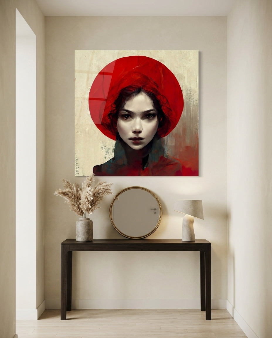 Red Hat Glass Wall Art || Designer Collection