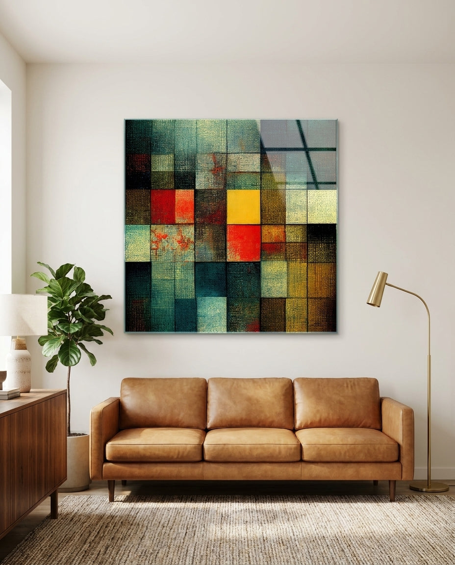 Blocks Glass Wall Art || Designers Collection